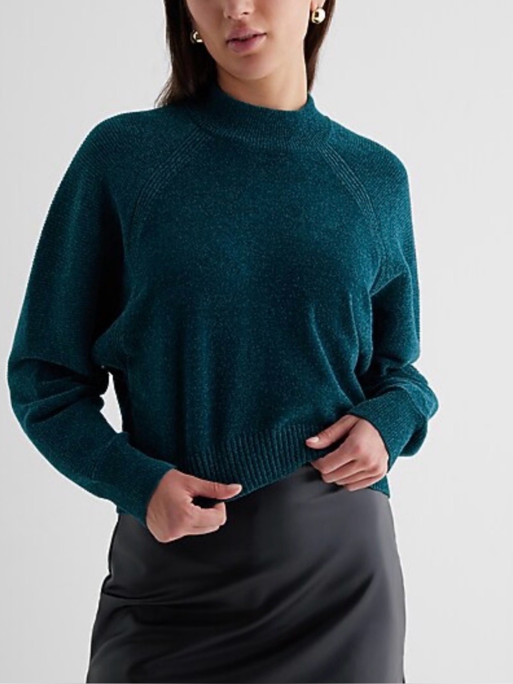 Women's Dark Teal mock neck Sweater